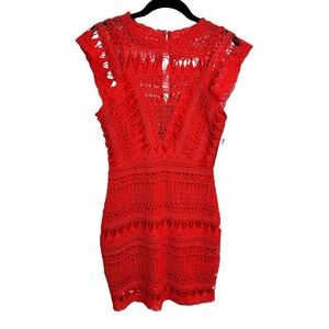 NWT Ever After Red ‎Crochet Lined Mini Dress